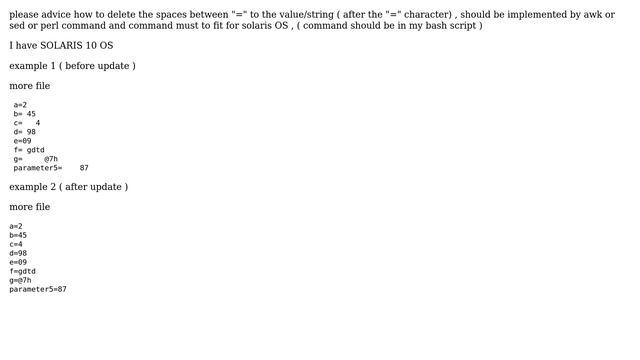 Unix & Linux: sed/awk/perl - delete spaces between two strings/words + solaris 10 (2 Solutions!!) смотреть онлайн