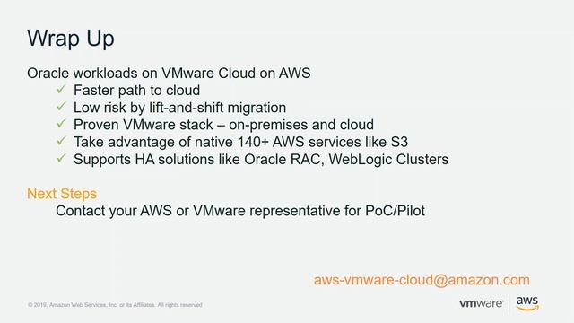AWS Webinar 2019 - Innovate and modernize on your terms - Deploy Oracle on VMware Cloud on AWS смотреть онлайн