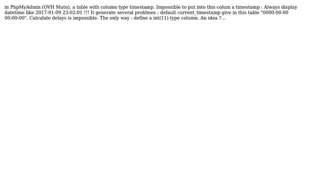 Databases: Phpmyadmin feed a timestamp column with "0000-00-00 00:00:00"? смотреть онлайн