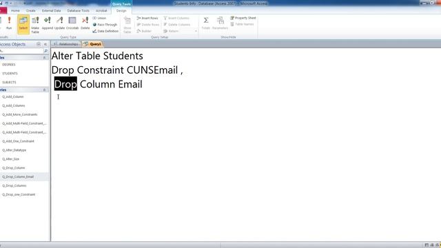 07- Database Fundamentals - SQL (DDL Commands): Alter Table (Drop - Part III) смотреть онлайн