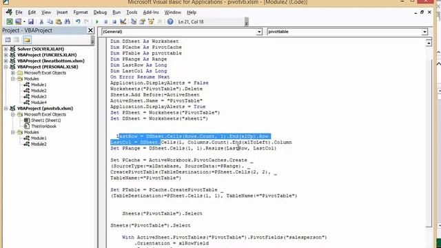 Create a Pivot table with VBA in Excel смотреть онлайн
