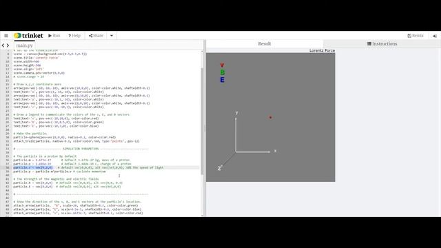 Lorentz Force Computational Lab on Trinket.io смотреть онлайн