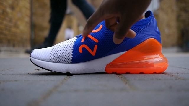 Nike Air Max 270 Flyknit OG Quick Look & On Feet (White, Racer Blue + Total Crimson) смотреть онлайн