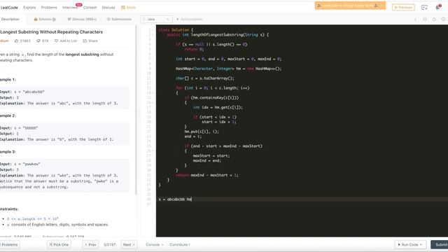 Longest Substring Without Repeating Characters - LC 3 - Java - Coding Interview Que with Explanatio смотреть онлайн