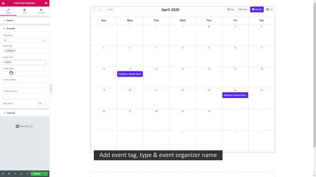 EventON Integration With EA Event Calendar For Elementor