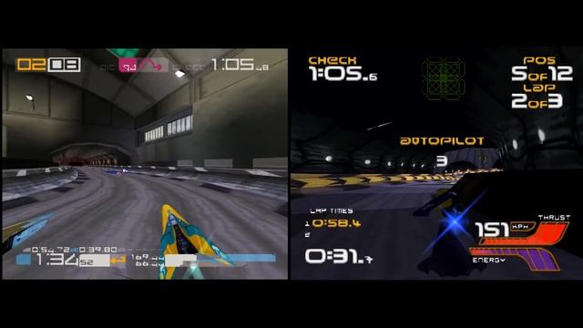 WipEout 3: SE Vs WipEout 2097 - Gare d'Europa смотреть онлайн