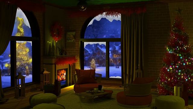 Cozy Night Christmas Ambience🎄Instrumental Christmas Jazz Music with Relaxing Fireplace Sounds смотреть онлайн