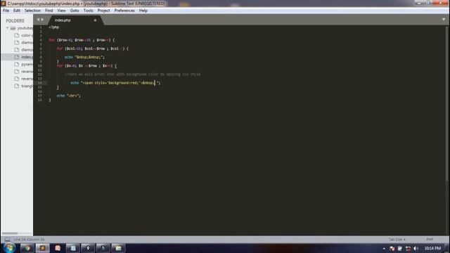 Print Star Pyramid Pattern with color in PHP смотреть онлайн