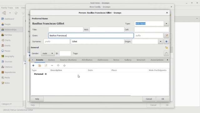 Gramps, add info from birth record (no forms) смотреть онлайн