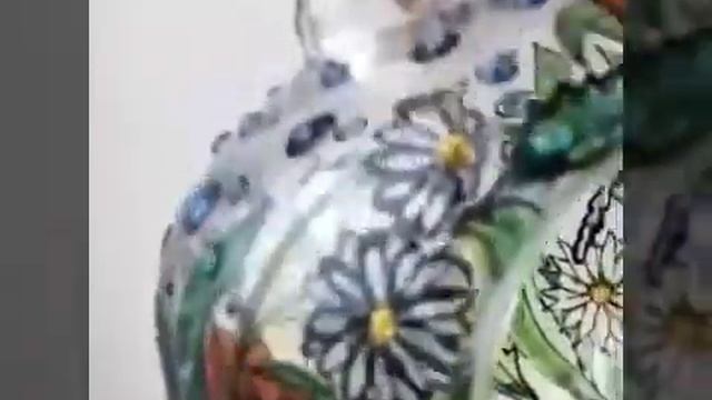 Роспись контурами по стеклу и витражными красками, подсвечник. смотреть онлайн