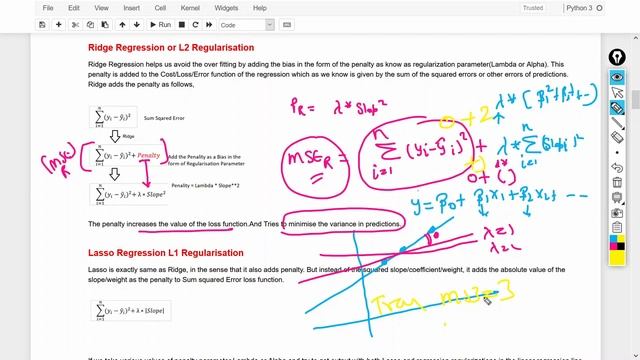 Lasso(L1) ,Ridge(L2) and Elastic-Net(L1/L2) Regularization hands-on python in Machine Learning смотреть онлайн