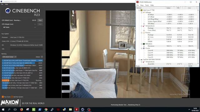 Intel Core i7 7700 - Cinebench R23 смотреть онлайн