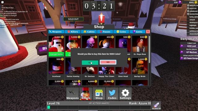 Survive the killer Roblox (2022) winter update finally arrives New codes new killers and new crates смотреть онлайн