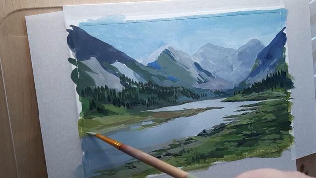 Горный Алтай / Рисую гуашью летний горный пейзаж / Mountain landscape in gouache смотреть онлайн