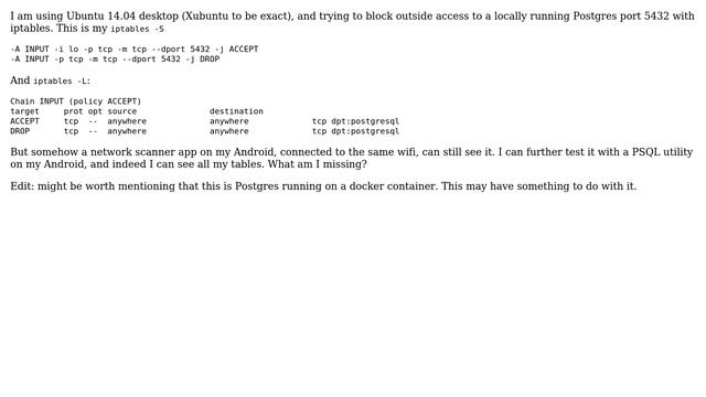 DevOps & SysAdmins: Block Postgres port 5432 running on Docker container with iptables смотреть онлайн