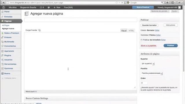 Como aumentar una nueva pagina en Blogeando / Wordpress смотреть онлайн