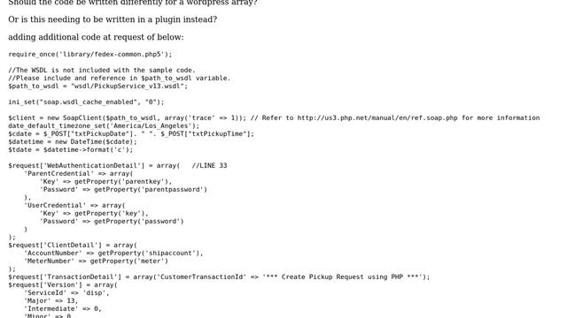 Wordpress: soap request in wordpress for a fedex pickup request смотреть онлайн