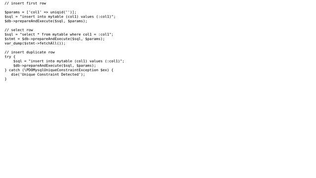 Code Review: Mysql PDO Wrapper that throws Unique Constraint Exception (2 Solutions!!) смотреть онлайн