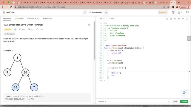 leetcode: Binary Tree Level Order Traversal: Golang, Java: problem no - 102 смотреть онлайн