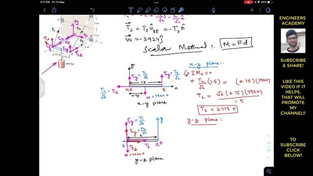 3-73 Equilibrium 3D Solved Problems Engineering Statics Meriam 7th Edition Engineers Academy смотреть онлайн