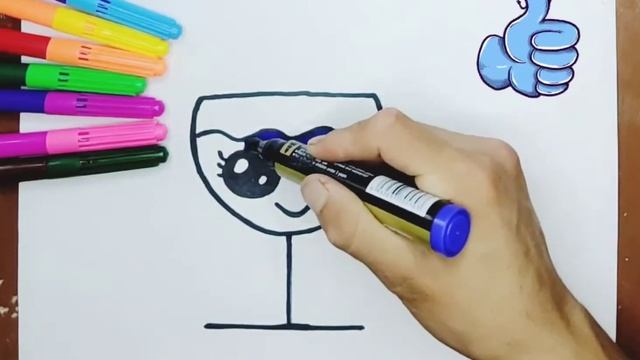 Как нарисовать МИЛЫЙ СТАКАН ВОДЫ ПРОСТО, Рисунки для детей и начинающих #drawings смотреть онлайн