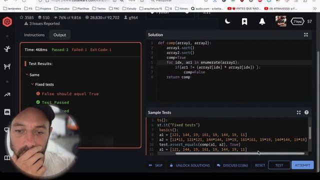 Corte de Codewars Python: Are they the "same"? - Live de Programação смотреть онлайн