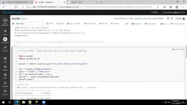 Azure Mini Project 2022 | Azure Databricks | 9 BonusHands on Connecting to SQL Server with pyodbc смотреть онлайн