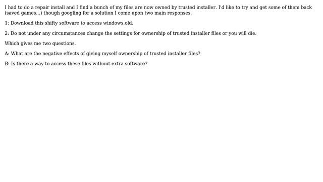 Recovering files from trusted installer/ windows.old смотреть онлайн