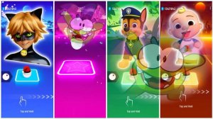 Cat Noir 🆚 Om Nom 🆚 Paw Patrol 🆚 Cocomelon   Who Is Best🎯 in Tiles Hop EDM Rush🎶