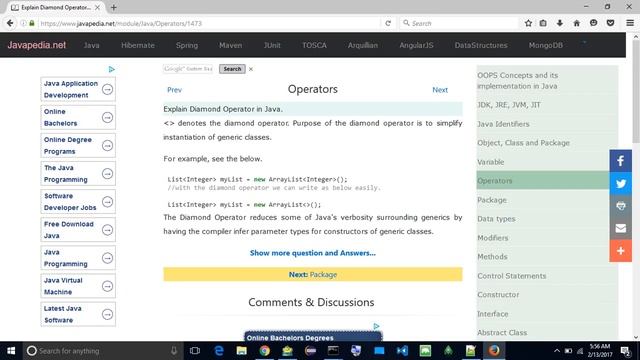 Explain Diamond Operator in Java.
| javapedia.net смотреть онлайн