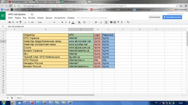 Настройка APN для всех мобильных операторов смотреть онлайн