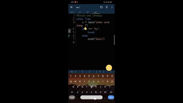 break and continue | python on Android смотреть онлайн