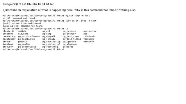 Databases: Command not found: pg_ctl on Ubuntu смотреть онлайн