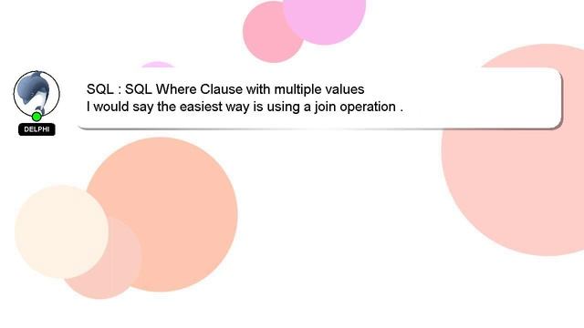 SQL : SQL Where Clause with multiple values смотреть онлайн