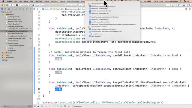 Ch. 6.21 - Freezing a TableView Cell So It Can't Be Moved or Deleted смотреть онлайн