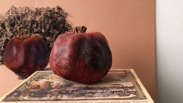 Можно ли разучиться рисовать после длительного перерыва? Рисую с натуры. Натюрморт с гранатом. смотреть онлайн