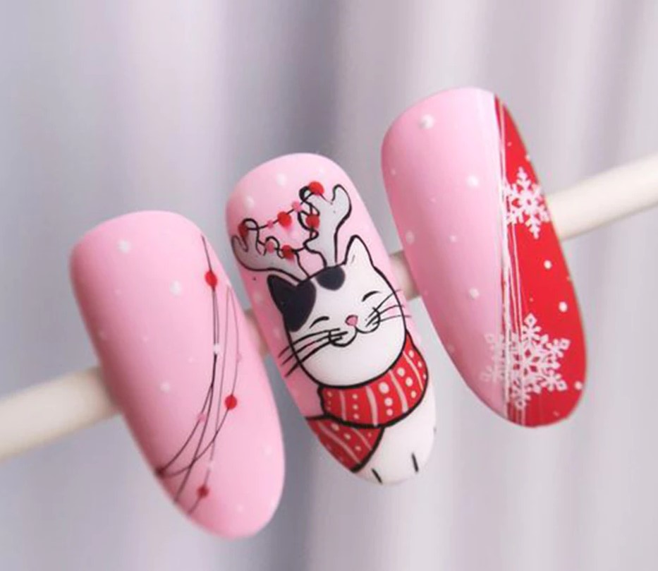 Новогодние наклейки для дизайна ногтей