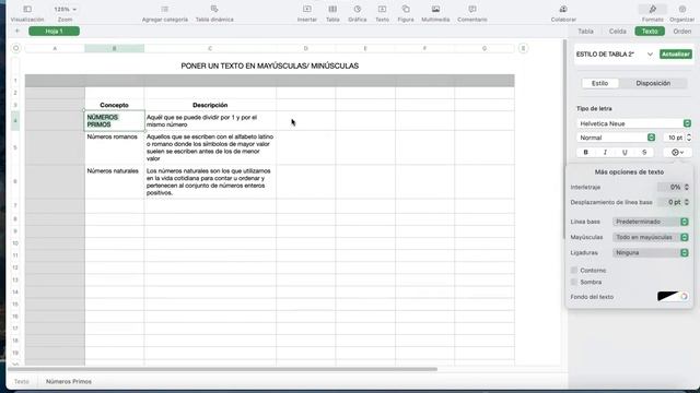Poner un texto en mayúsculas y minúsculas en Numbers смотреть онлайн