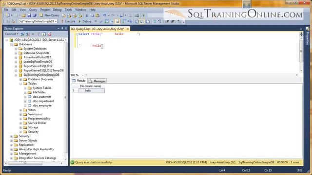 Sql Training Online - Sql Trim, Rtrim, Ltrim 2019 смотреть онлайн