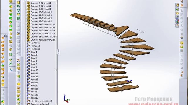 Построение 3D-тетивы (косоура) в SolidWorks смотреть онлайн