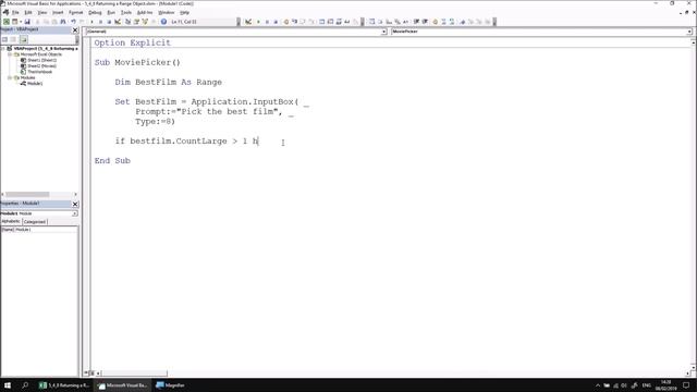 Excel VBA Online Course - 5.4.8 Returning a Range Object смотреть онлайн