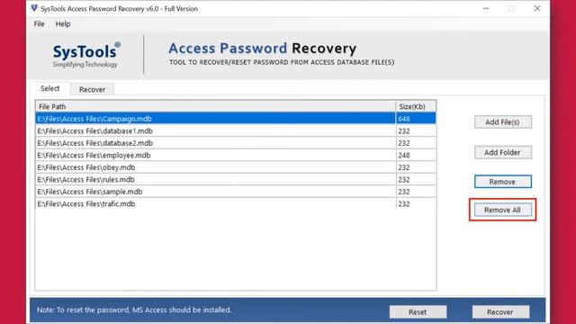 Recover & Reset Microsoft Access MDB File Password - SysTools
