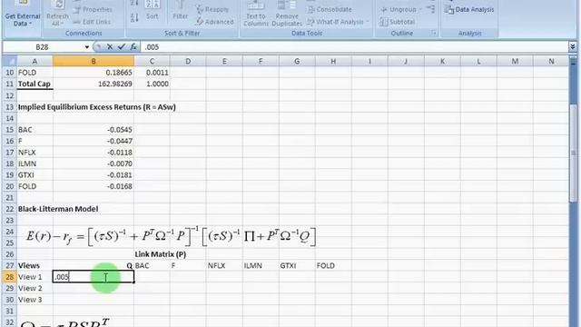 The Black-Litterman Model: Part 3 (Excel) смотреть онлайн