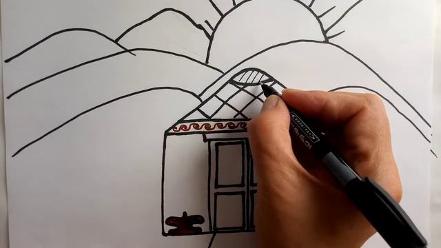 How to draw a yurt. Как нарисовать юрту. смотреть онлайн