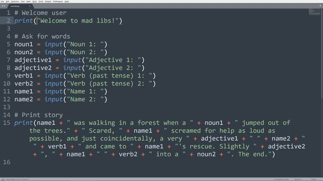 Mad Libs Project - Python Fundamentals 1.P2 смотреть онлайн
