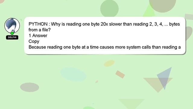 PYTHON : Why is reading one byte 20x slower than reading 2, 3, 4, ... bytes from a file? смотреть онлайн