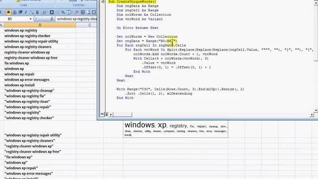 Creating A Keyword Cloud Tag In Excel 2007 смотреть онлайн