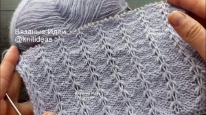 Эффектный вертикальный узор спицами!