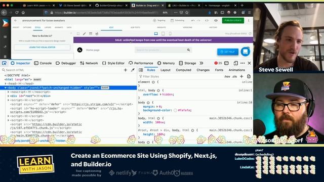 Create an Ecommerce Site Using Shopify, Next.js, and Builder.io (with Steve Sewell) — Learn With J смотреть онлайн