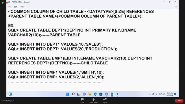 ORACLE (SQL & PL/SQL) | 16 04 22 | PART-1 | New Batch | New Course смотреть онлайн